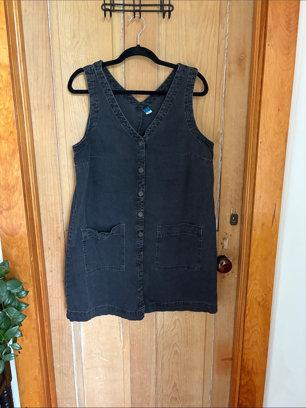 Old Navy Black Washed Denim V-Neck Jumper